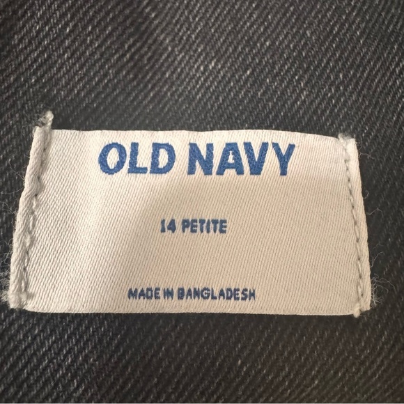 Old Navy Black Slouchy Straight Ankle Jean Overalls Size 14 Petite - Picture 14 of 15